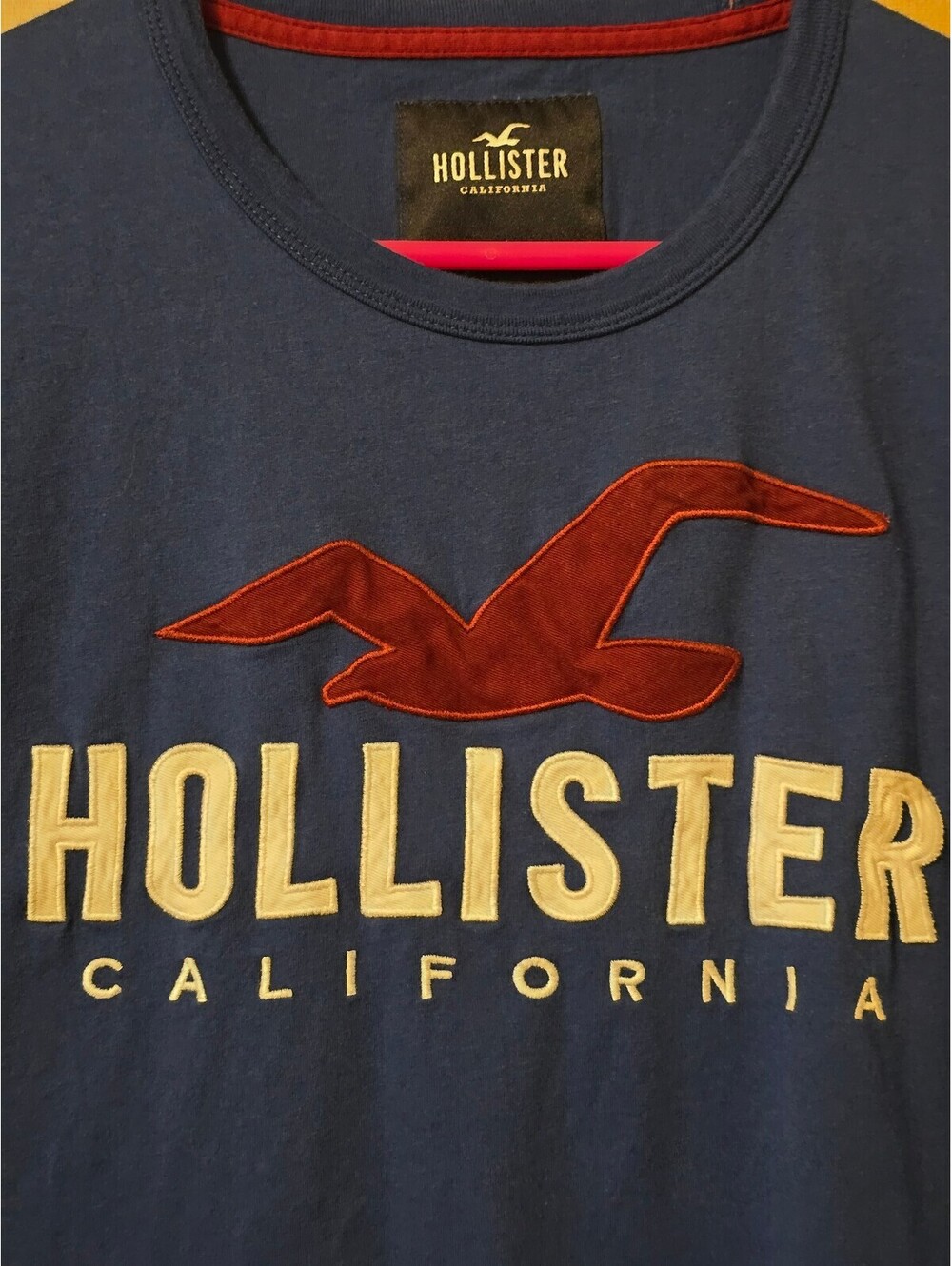 Hollister Men’s Size L Navy Blue Red Seagull Graphic Tee Shirt